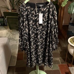 Aakaa Black and White Floral Dress